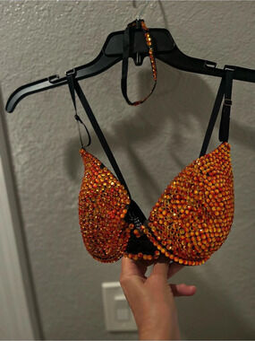 Dance - BRA Adorned in Orange Yellow Swarovski Rhinestones
